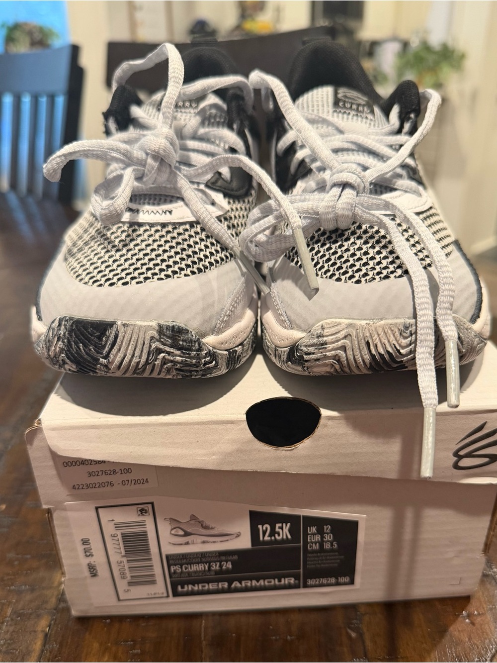 Under Armour Kids White and Black Mesh Sneakers